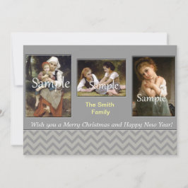 灰色エレガントのシェブロンの休日，クリスマス，新年 シーズンカード