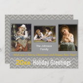 灰色エレガントのシェブロンの休日，クリスマス，新年 シーズンカード (正面/裏面)