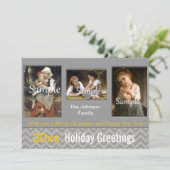 灰色エレガントのシェブロンの休日，クリスマス，新年 シーズンカード (スタンド正面)