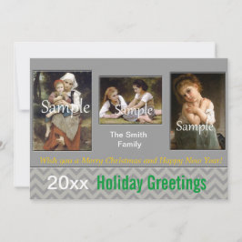 灰色エレガントのシェブロンの休日，クリスマス，新年 シーズンカード