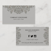 灰色エレガントの木材オーナメント 名刺 (正面/裏面)