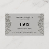 灰色エレガントの木材オーナメント 名刺 (裏面)