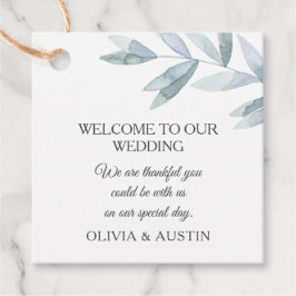 灰色エレガントの水色の葉。ボタニッ結婚クス フェイバータグ