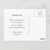 灰色エレガントの海軍のフローラは結婚あなた感謝していのこと ポストカード (裏面)