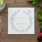 灰色エレガントの珍重の鳥の結婚紋章 スタンダードカクテルナプキン