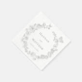 灰色エレガントの珍重の鳥の結婚紋章 スタンダードカクテルナプキン (角)