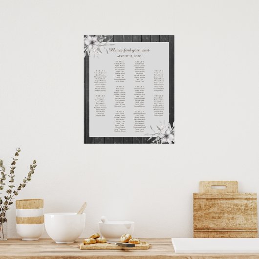 灰色エレガントの素朴なの結婚座席表ポスター ポスター (キッチン)