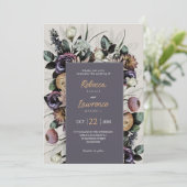 灰色エレガントの葉フローラ結婚式招待状 招待状 (スタンド正面)