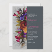 灰色エレガントの葉フローラ結婚式招待状 招待状 (正面)