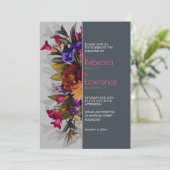 灰色エレガントの葉フローラ結婚式招待状 招待状 (スタンド正面)