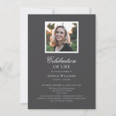 灰色エレガントの葬儀写真お祝いの生活 招待状 (正面)