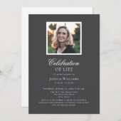灰色エレガントの葬儀写真お祝いの生活 招待状 (正面/裏面)