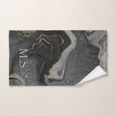 灰色エレガント大理石アートフェイク金ゴールドグリッター バスタオルセット (ハンドタオル)