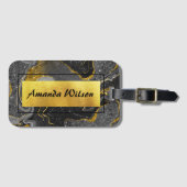 灰色エレガント大理石アートフェイク金ゴールドグリッター ラゲッジタグ (正面横)