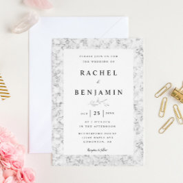 灰色エレガント大理石シモダンッ結婚クの 招待状