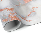 灰色エレガント大理石及びバラ金ゴールド効果 ラッピングペーパー (ロールコーナー)
