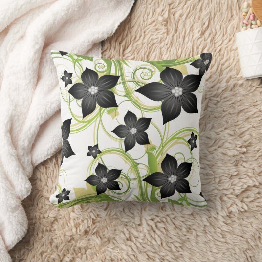 灰色エレガント炭フローラ装飾用クッション クッション (ブランケット)