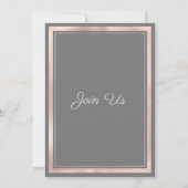 灰色エレガント白バラ金ゴールド大理石結婚石 招待状 (裏面)