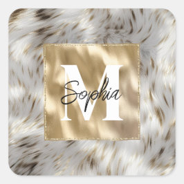 灰色エレガント白金ゴールドモノグラム スクエアシール