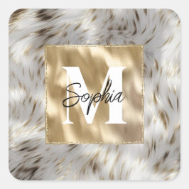 灰色エレガント白金ゴールドモノグラム スクエアシール