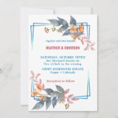 灰色エレガント赤面の花結婚式招待状 招待状 (正面)