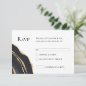 灰色エレガント金ゴールドagate RSVPカード (スタンド正面)