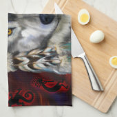 灰色オオカミ キッチンタオル (四つ折り)