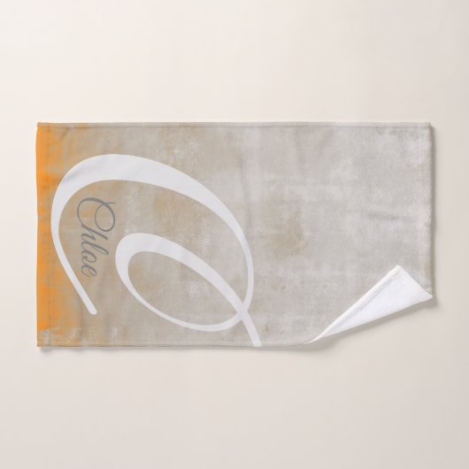 灰色オレンジのラスティック抽象芸術モノグラム バスタオルセット (ハンドタオル)