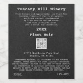 灰色カスタムQRコードロゴ説明 ワインラベル (シングルラベル)