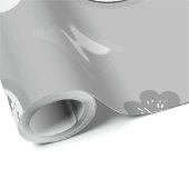 灰色カッコいいの時計と花の誕生日 ラッピングペーパー (ロールコーナー)