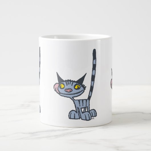 灰色カッコいいの猫 ジャンボコーヒーマグカップ (正面)