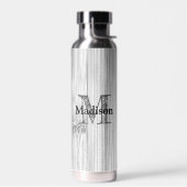 灰色カッコいい竹木材プリントモノグラム ウォーターボトル (左面)