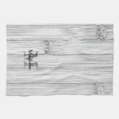 灰色カッコいい竹木材プリントモノグラム キッチンタオル (横)