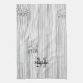 灰色カッコいい竹木材プリントモノグラム キッチンタオル (縦)