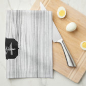 灰色カッコいい竹木材プリントモノグラム キッチンタオル (四つ折り)