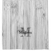 灰色カッコいい竹木材プリントモノグラム シャワーカーテン (正面)