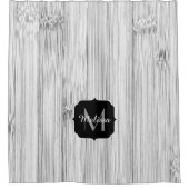 灰色カッコいい竹木材プリントモノグラム シャワーカーテン (正面)