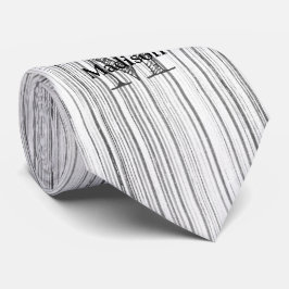 灰色カッコいい竹木材プリントモノグラム ネクタイ