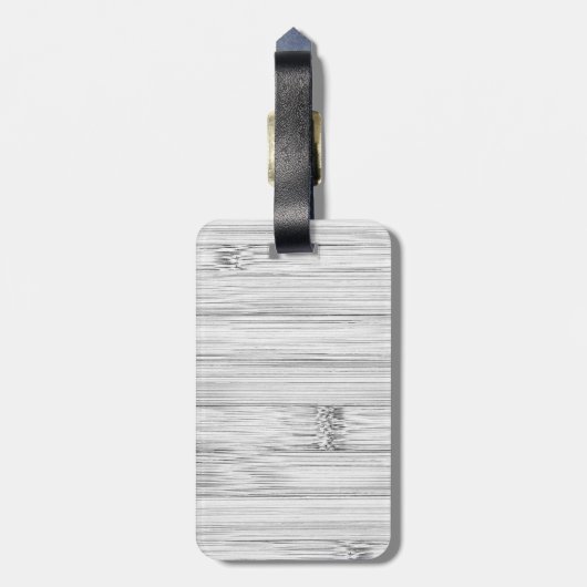 灰色カッコいい竹木材プリントモノグラム ラゲッジタグ (裏面縦)