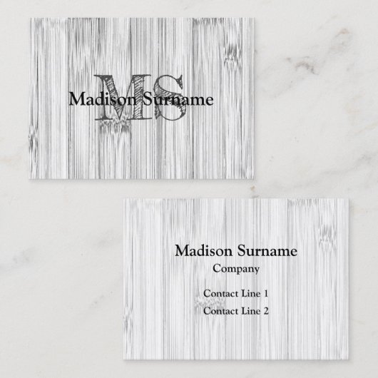 灰色カッコいい竹木材プリントモノグラム 名刺 (正面/裏面)