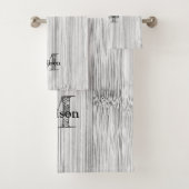 灰色カッコいい竹材プリントモノグラムバスタオルSe バスタオルセット (インサイチュ)