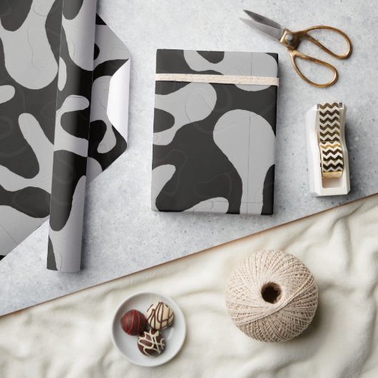 灰色カモフラージュ模様 ラッピングペーパー (クラフト)