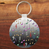 灰色カラフルの背景の音符 キーホルダー (正面)