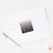 灰色カラフルの背景の音符 スクエアシール (封筒)