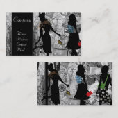 灰色カードのファッションのVitageの女性 名刺 (正面/裏面)