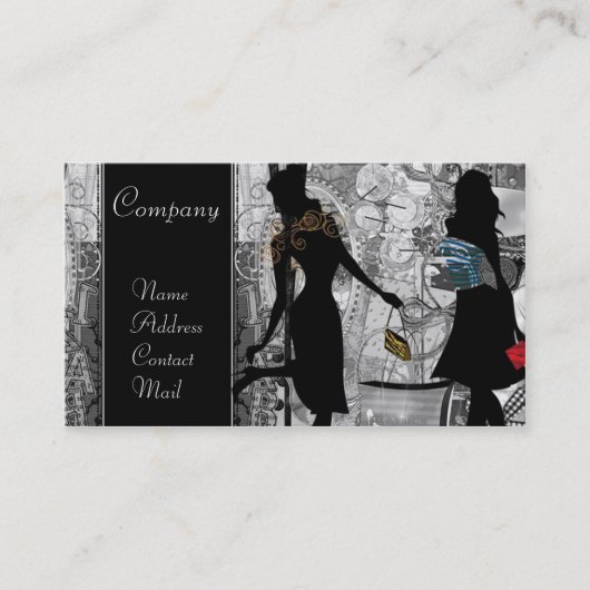 灰色カードのファッションのVitageの女性 名刺 (正面)