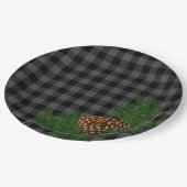 灰色クラシックと黒の松円錐形 ペーパープレート (アングル)