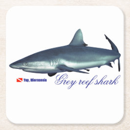 灰色クールのサメ スクエアペーパーコースター