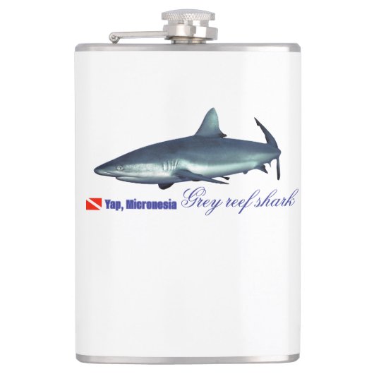 灰色クールのサメ フラスク (正面)