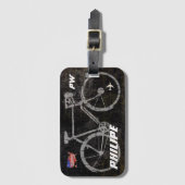 灰色クール自転車飛行機旅行 ラゲッジタグ (正面縦)